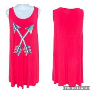 Judith March Dress Women’s Large Pink Trapeze Mini Length Double Arrows Swing